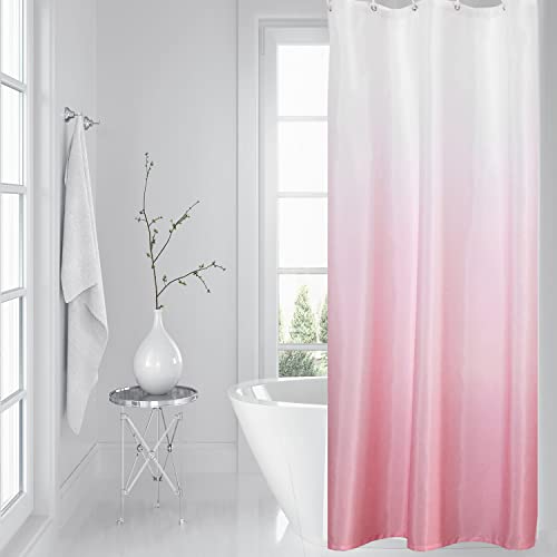YI & ZE Ombre Pink Shower Curtain Sets for Bathroom Accessories Fabric Polyester Waterproof Modern Shower Curtain Liner with 12 Hooks Pink W36xL72 - Image 2