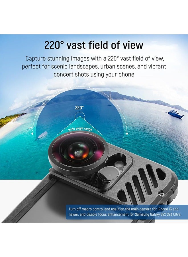Neewer NEEWER HD 8mm fisheye mobile phone lens only suitable for 17mm threaded back plate, 220° wide angle compatible with SmallRig NEEWER iPhone Samsung mobile phone cage case, comes with 17mm lens adapter, LS-29  - Image 2
