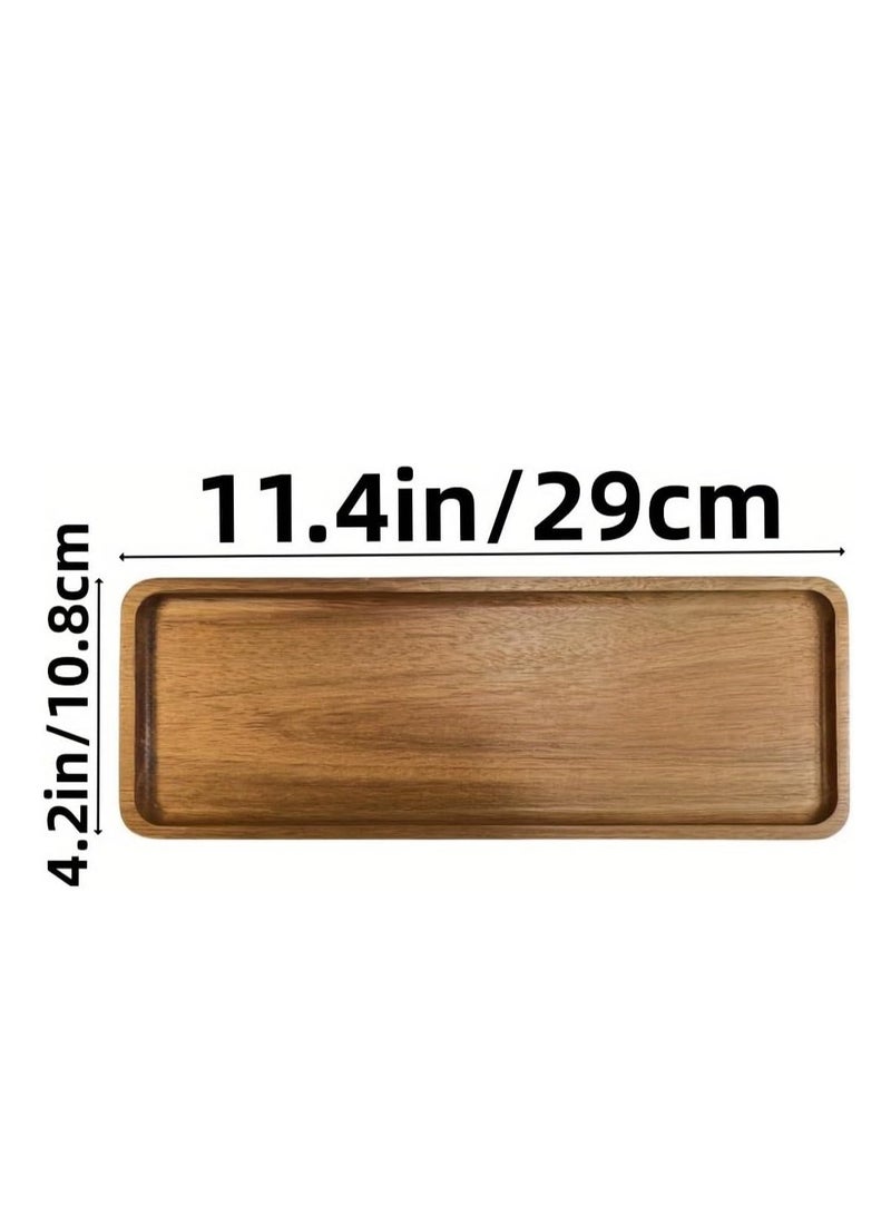 Set of 3 Acacia Wood Trays, Oval Serving Trays, Decorative Dishes for Fruit, Salad, Cheese and Coffee - Image 2