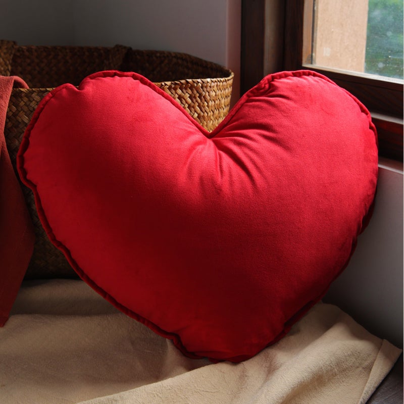 Red Heart Shaped Pillow 45x40cm Love Cushion Sofa Wedding Decor - Image 2