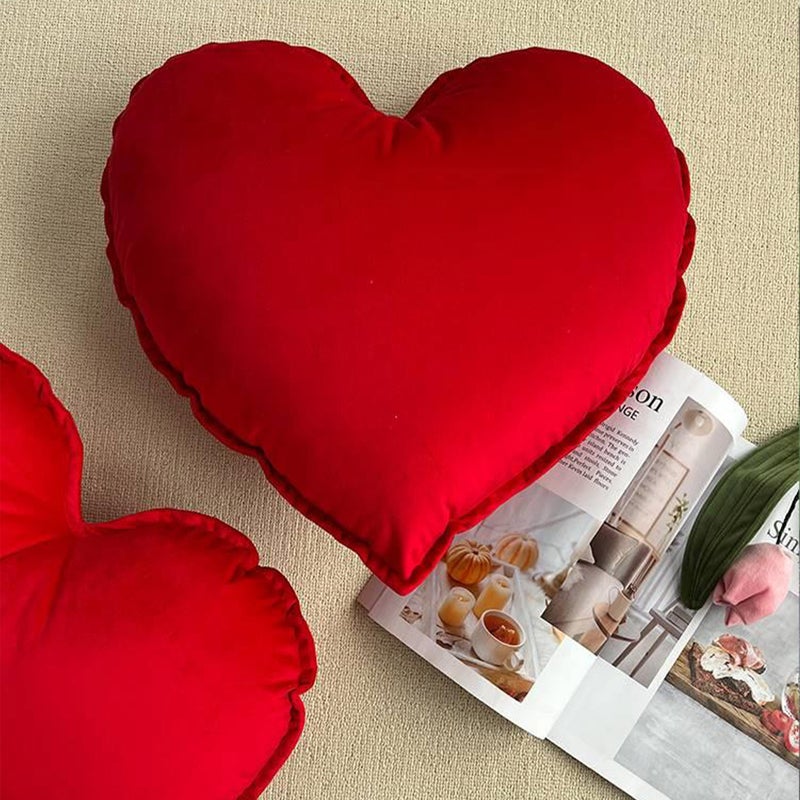 Red Heart Shaped Pillow 45x40cm Love Cushion Sofa Wedding Decor - Image 1