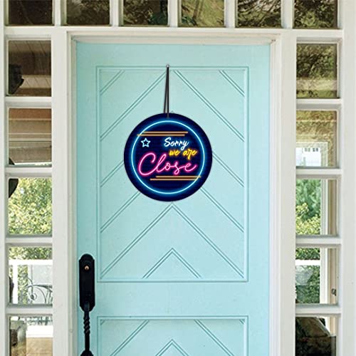 CVANU Come in We are Open & Sorry We are Close Double Sided Sign Round Shape MDF Hanging Board for Shop/Office/Restaurant/Hotel/Malls (8inch x 8inch) Multi - Image 1