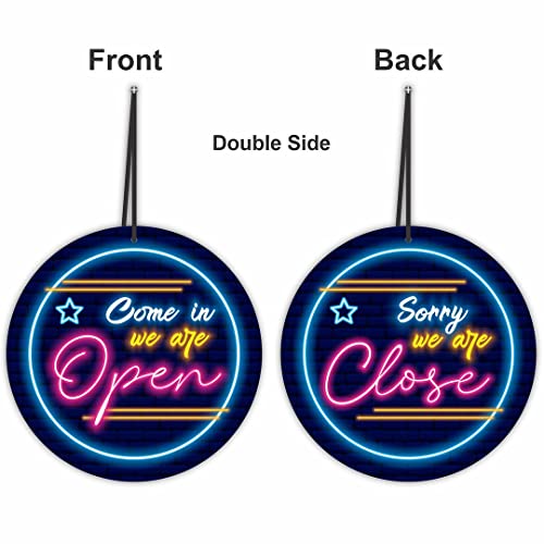 CVANU Come in We are Open & Sorry We are Close Double Sided Sign Round Shape MDF Hanging Board for Shop/Office/Restaurant/Hotel/Malls (8inch x 8inch) Multi - Image 2
