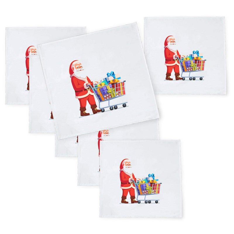Khakee 6 Pcs Christmas Theme Tafta Silk Table Napkins 10x 10 for Xmas Decoration Christmas OrnamentsChristmas Gift npxmas300P - Image 1