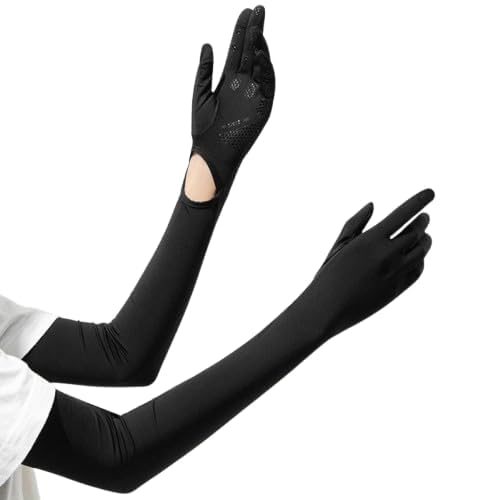 ZURATO Hand Gloves for UV Sun Protection, Full Arm Sleeves for Women Bike Riding, Cooling Summer Gloves Arm Full Finger Sleeves for Driving, Golfing, Sports (Black, Full Arm Sleeves) - Image 1