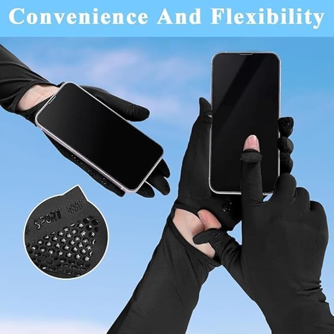 ZURATO Hand Gloves for UV Sun Protection, Full Arm Sleeves for Women Bike Riding, Cooling Summer Gloves Arm Full Finger Sleeves for Driving, Golfing, Sports (Black, Full Arm Sleeves) - Image 3