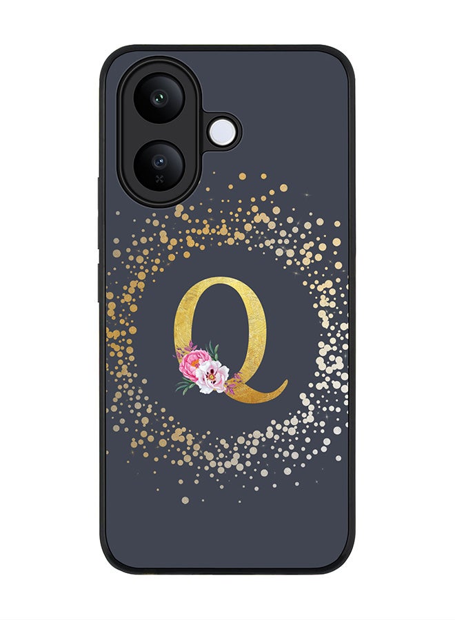 For vivo V60 Lite 5G / V60 Lite 4G Case,Slim fit Camera Protection, Shockproof Thin Phone cover  - Custom Monogram Floral - Q  (Grey )