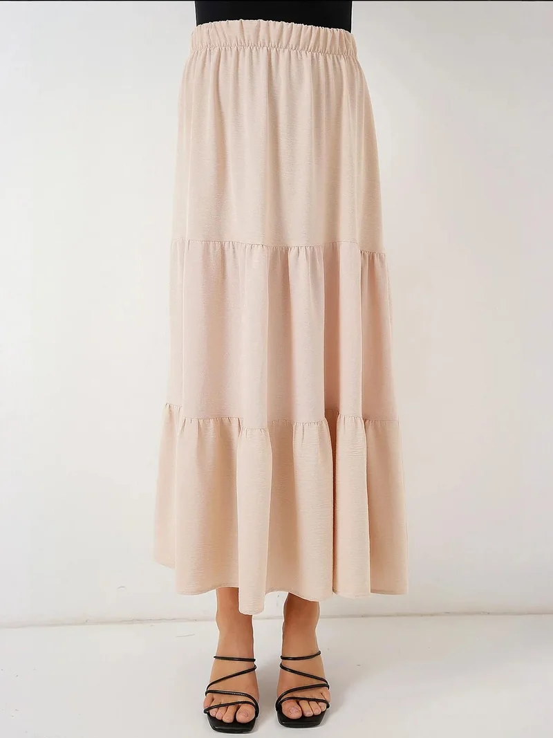 Big Dart Beige Natural BDART Textured Maxi Skirt for Women | Best Price UAE