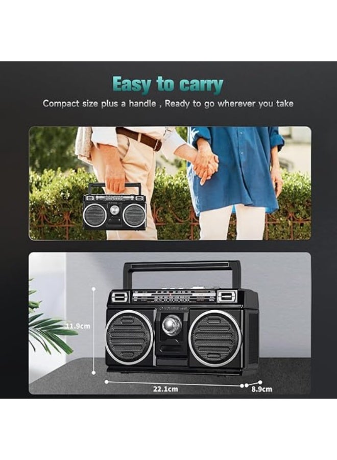FM Radio Portable with Bluetooth Speaker, USB TF Card Playing, Solar/USB-C Rechargeable Radio, Double Speaker, Colorful Light, Transistor Radios Portable AM FM, Bluetooth Radio - Image 3