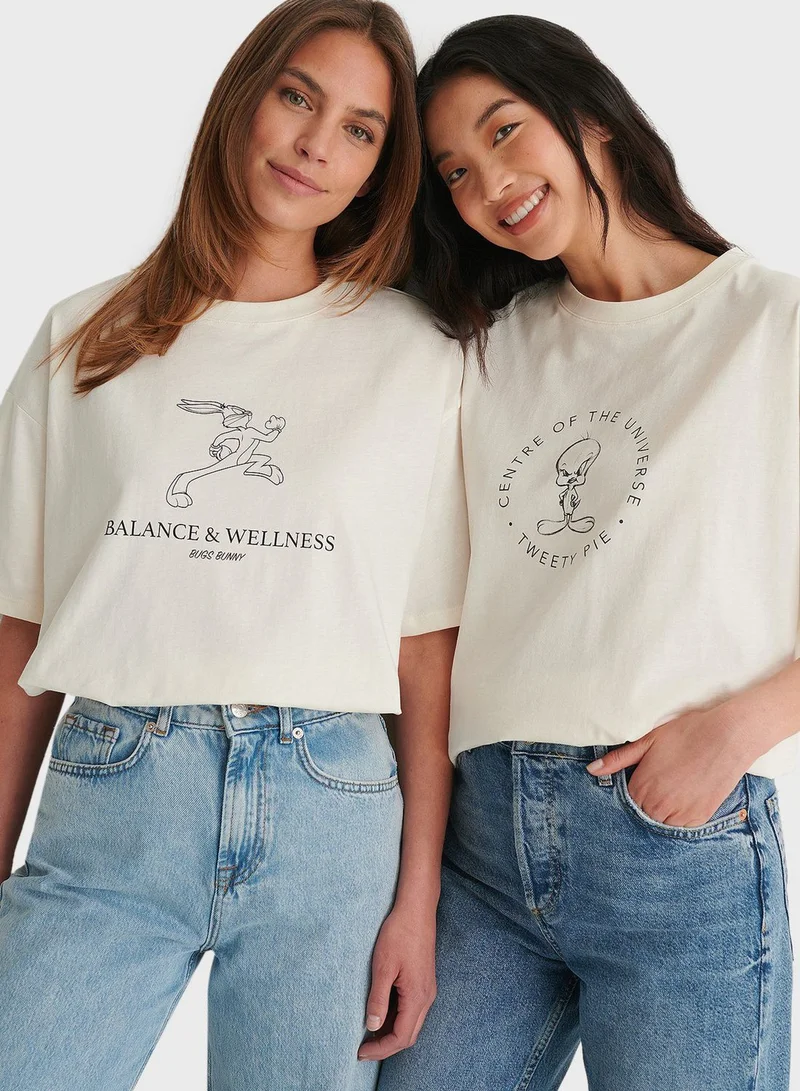 NA-KD Graphic Knitted T-Shirt