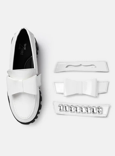 ZORIWORLD Stark White 3 in 1 Loafers Versatile Vegan Patent with Cushioned