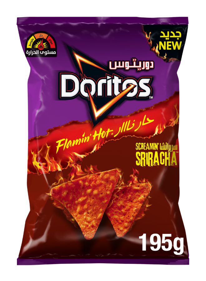Doritos Flamin' Hot Sriracha Nachos Spicy and Crunchy Tortilla Chips 195g - Image 1