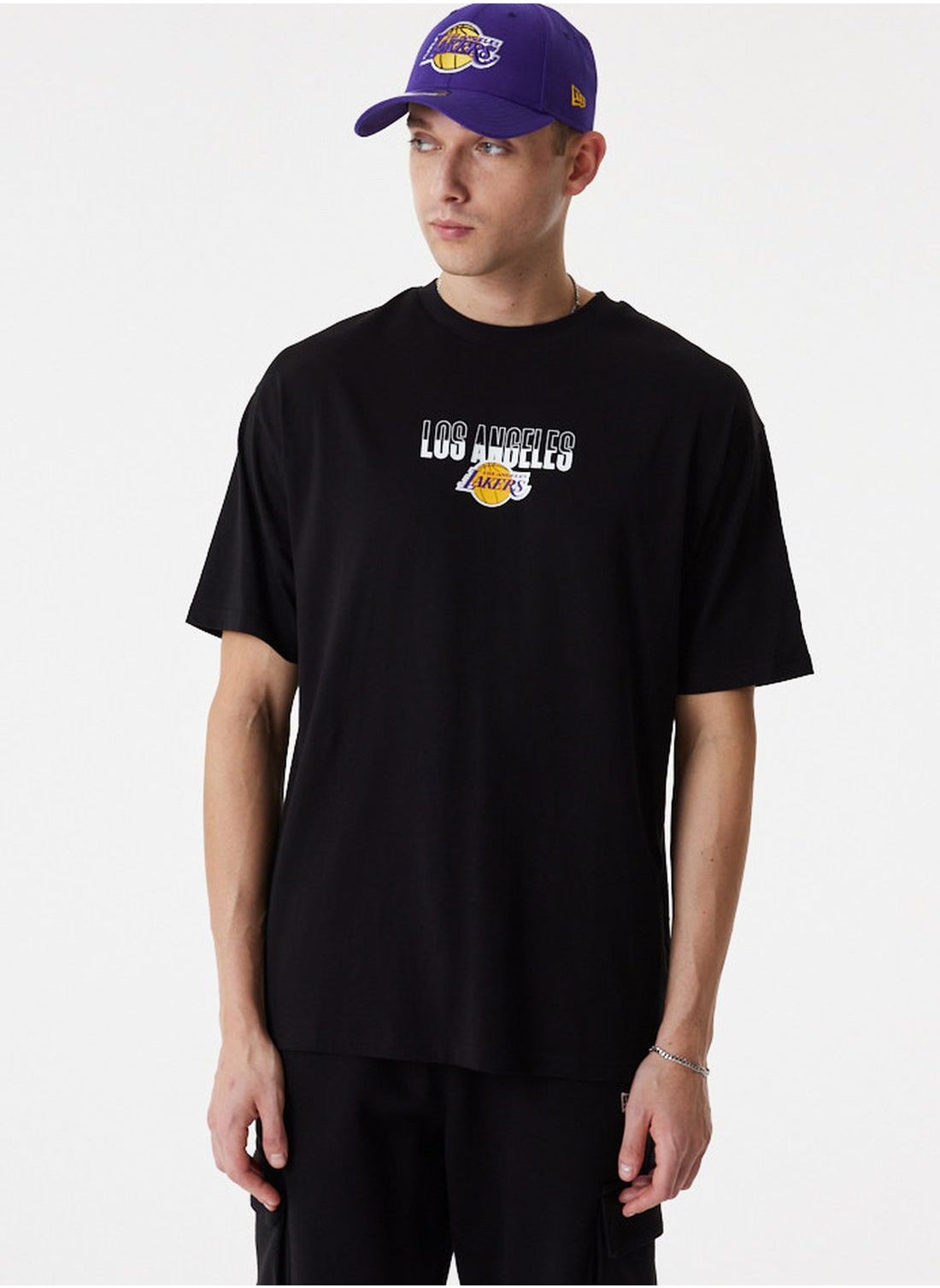 New Era - Lakers NBA Arch Wordmark Oversized T-Shirt - Black