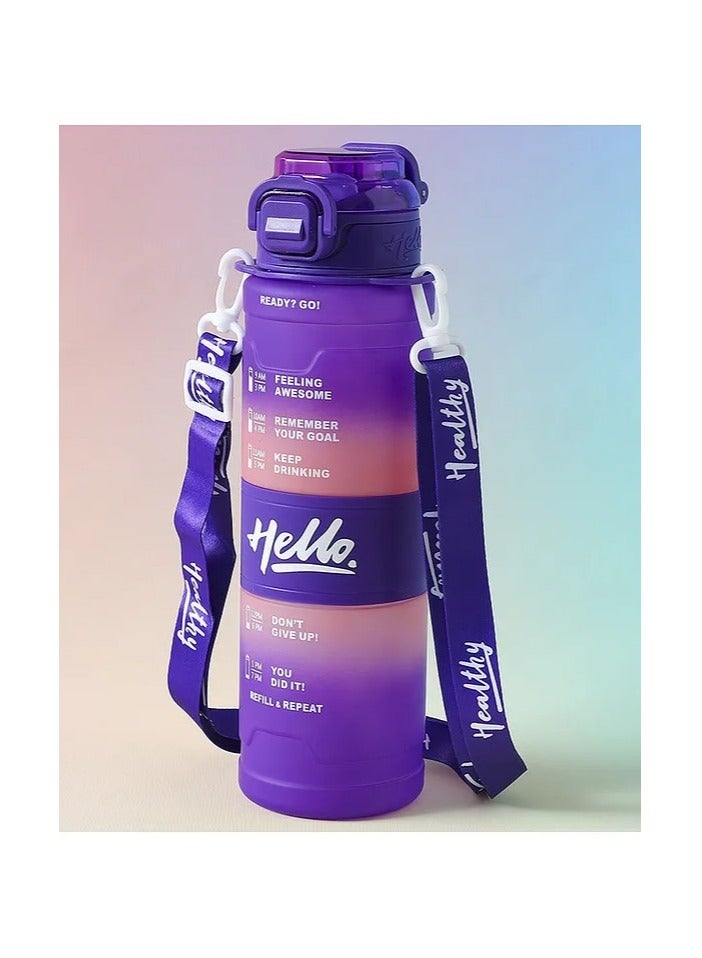 Generic Motivational Water Bottle 1L Water Bottle For Kids School Water Bottles With Straw Leak Proof Water Bottle With Time Marker For Sport, School, Gym, Office - Image 1