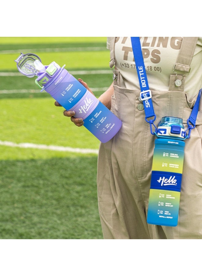 Generic Motivational Water Bottle 1L Water Bottle For Kids School Water Bottles With Straw Leak Proof Water Bottle With Time Marker For Sport, School, Gym, Office - Image 4
