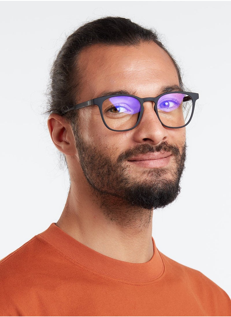 BARNER - BARNER: BLUE LIGHT Blocking Glasses for Men and Women. Computer Glasses, Screen Glasses. Gaming Glasses. Neutral Lenses. Dalston - Rectangular Frame | Color: Black Noir - Image 1