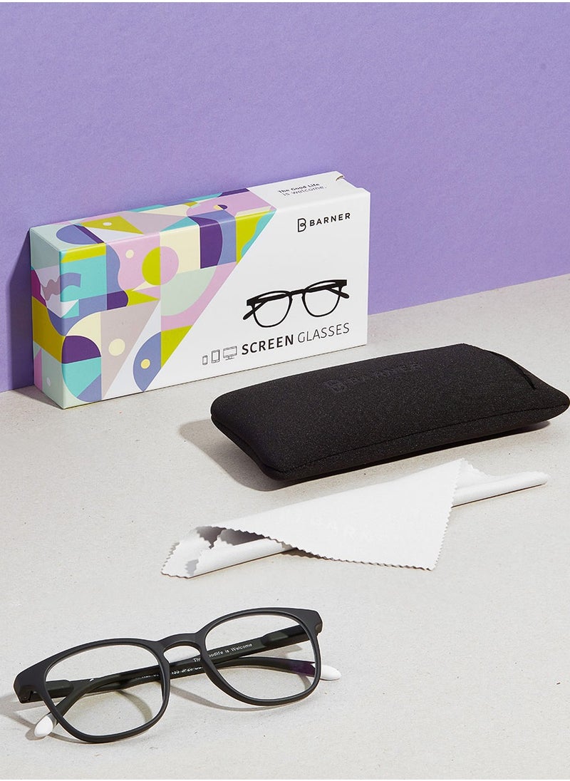BARNER - BARNER: BLUE LIGHT Blocking Glasses for Men and Women. Computer Glasses, Screen Glasses. Gaming Glasses. Neutral Lenses. Dalston - Rectangular Frame | Color: Black Noir - Image 1