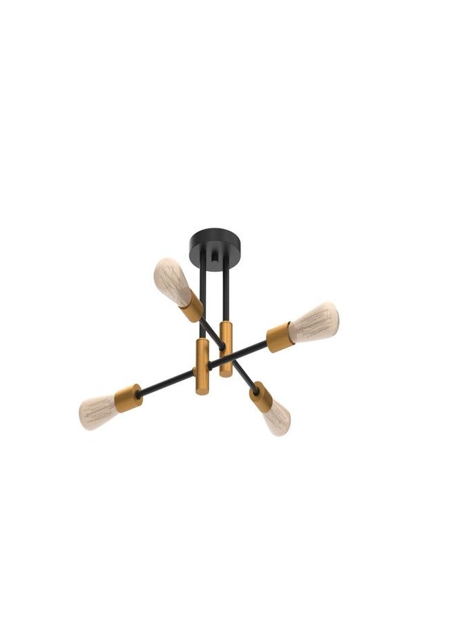 MEIXISUE Black and Gold Modern Sputnik Chandelier Ceiling Lamp Fixtures,4 Lights Mid Century Industrial Metal Semi Flush Mount Ceiling Lights for Bedroom Kitchen Hallway Entrance Office UL Listed - Image 4