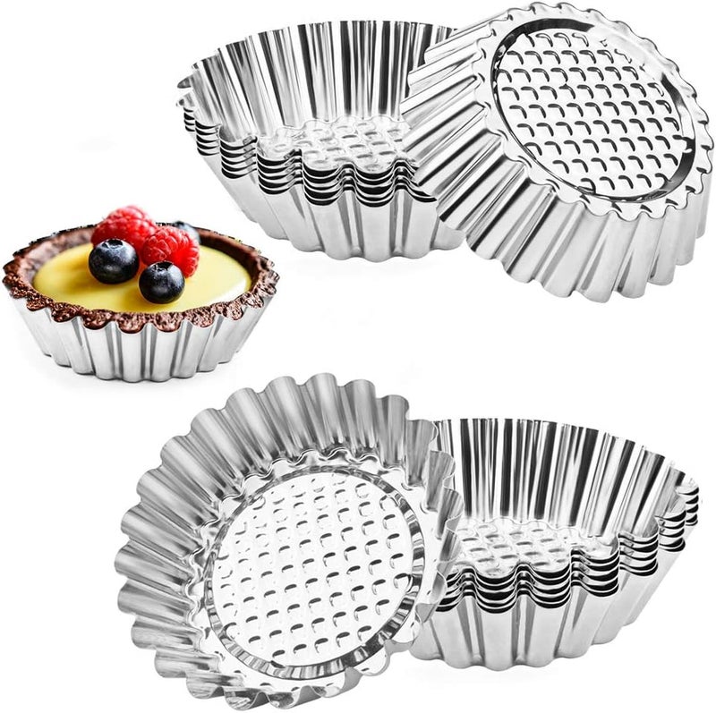 Amytalk 20 Packs Cupcake Mold, 3.8inch Stainless Steel Mini Pie Tartlet Cupcake Cake Muffin Mold Tin Pan Baking Tool - Image 1