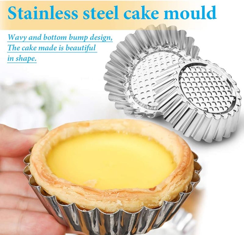 Amytalk 20 Packs Cupcake Mold, 3.8inch Stainless Steel Mini Pie Tartlet Cupcake Cake Muffin Mold Tin Pan Baking Tool - Image 3
