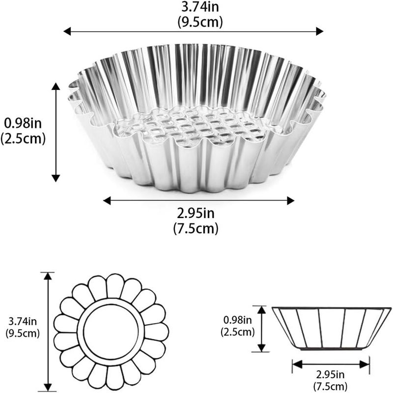 Amytalk 20 Packs Cupcake Mold, 3.8inch Stainless Steel Mini Pie Tartlet Cupcake Cake Muffin Mold Tin Pan Baking Tool - Image 2