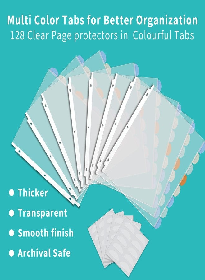 Binditek 128 Pcs/16 Set Clear Sheet Protectors with 8 Tabs, Heavy-Duty Binder Sheet Protectors for 3 Ring Binder Letter Size, Multicolor Tabs, 8.5 x 11 Inches, Polypropylene, Acid-Free - Image 3