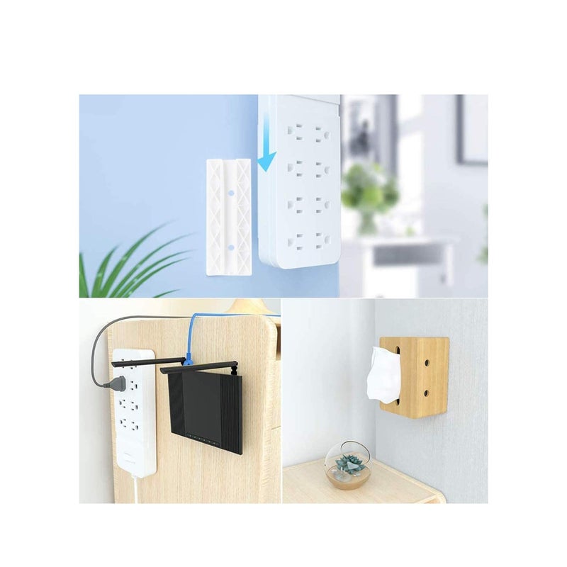 SOLARAE 2 Pack Power Strip Holder, Surge Protector Fixator, Wall Mount Cable Management System, Self Adhesive Punch Free for Remote Control Router Computer Kitchen Home and Office - Image 5