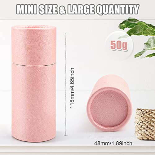 USRommaner 10Pcs 1.7 Oz/50ml Pink Kraft Paperboard Tubes,Empty Round Kraft Paper Cardboard Gift Packaging Tube Container for Essential Oil Bottle,Paper Tube,Pencil,Tea Coffee,Jewelry,Craft Project-Not Push Up - Image 3