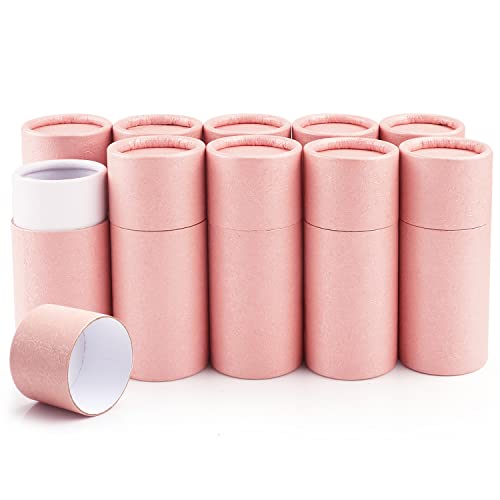 USRommaner 10Pcs 1.7 Oz/50ml Pink Kraft Paperboard Tubes,Empty Round Kraft Paper Cardboard Gift Packaging Tube Container for Essential Oil Bottle,Paper Tube,Pencil,Tea Coffee,Jewelry,Craft Project-Not Push Up - Image 1