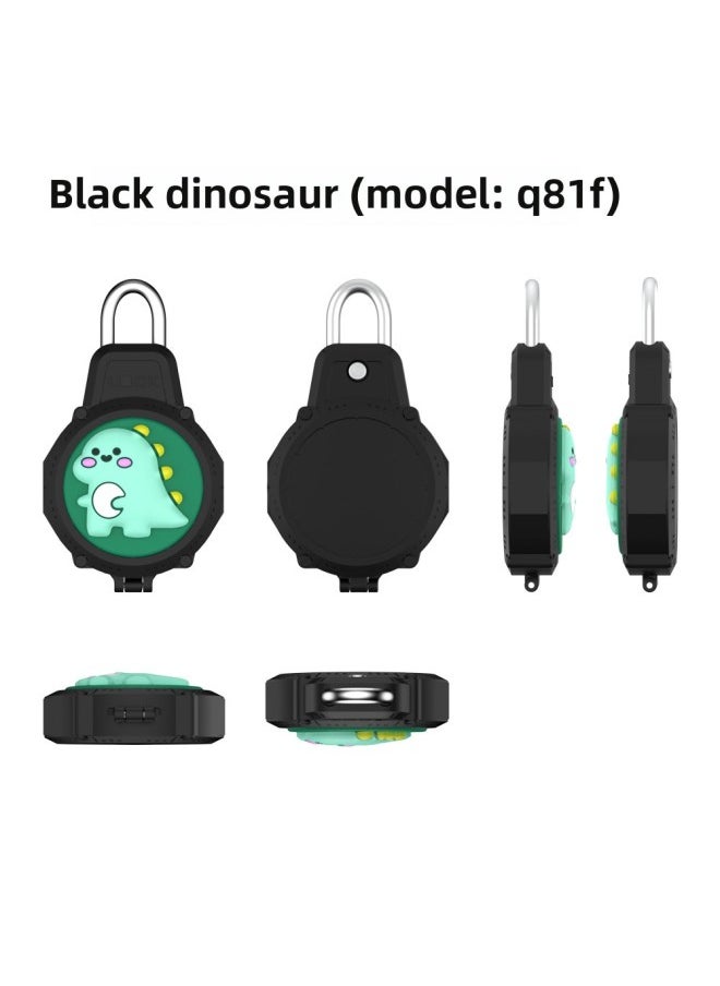 Generic - For Apple For Apple Airtag Tracker Wire Security Lock PC Set Waterproof Protective Case Cartoon Cute-Color:Black Dinosaur (Q81F) - Image 1