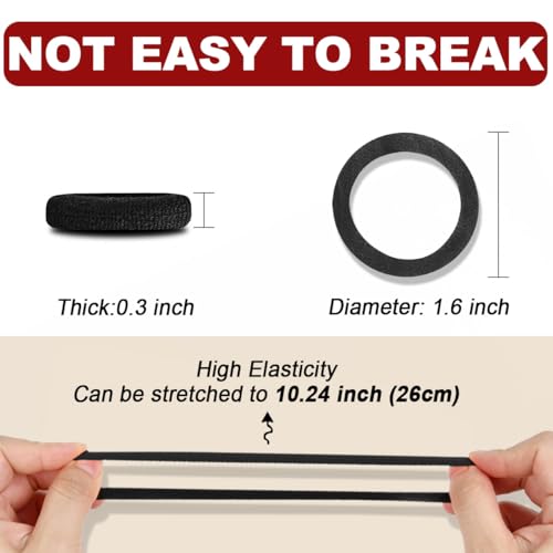 IKOCO 150PCS Hair Ties, IKOCO Black Hair Ties for Women No Damage, Cotton Seamless Ponytail Holders for Thick Hair - Image 5