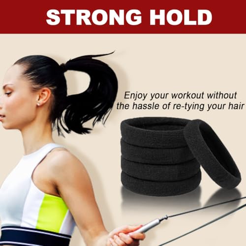 IKOCO 150PCS Hair Ties, IKOCO Black Hair Ties for Women No Damage, Cotton Seamless Ponytail Holders for Thick Hair - Image 4