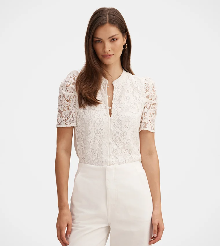 Forever New Lina Short-Sleeve Lace Blouse