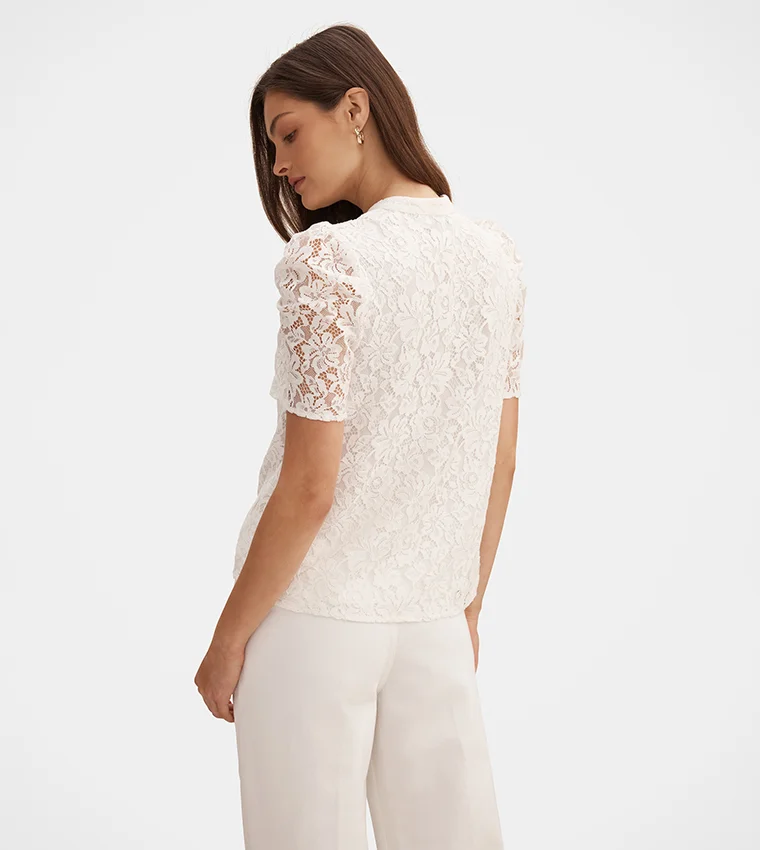فورايفر نيو Lina Short-Sleeve Lace Blouse