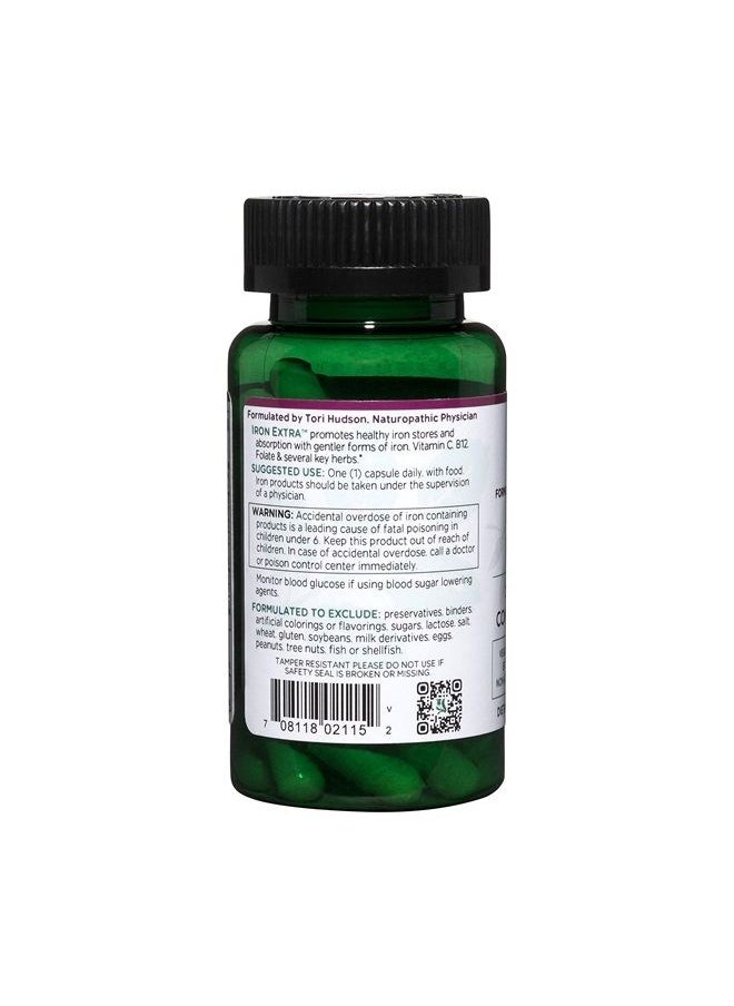 Vitanica Iron Extra, Iron Supplement Enhanced Absorption with Vitamin C 500mg, Methylfolate 400mcg, B12 Vitamin 500mcg, Calcium, Yellow Dock, Dandelion Root & Nettle Leaf Extract, Vegan, 60 Capsules  - Image 3