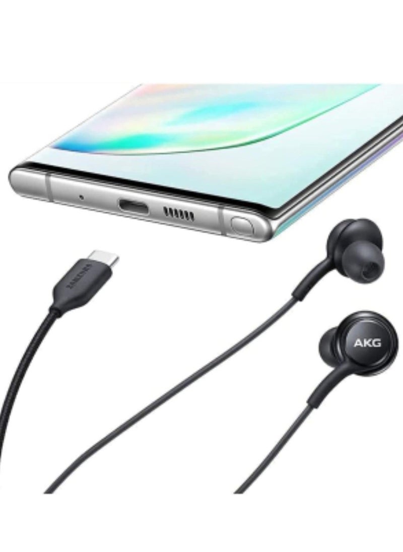 ELTRAZONE 2024 AKG Designed In-Ear Stereo Headphones for Samsung Galaxy S24/S23/S22/S21/S20, Note 10/10+ – Type-C Connector with Microphone & Volume Control (Black) - Image 2