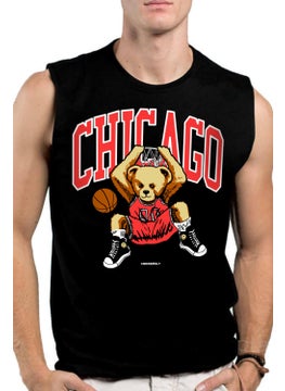 Rock&Roll Chicago Basket Black Cut Sleeve | Sleeveless Men's T-Shirt | Tank Top  - Image 1