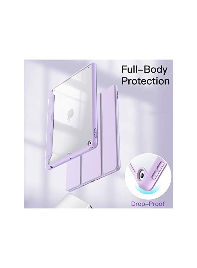 Jetech حافظة لجهاز iPad مقاس 10.2 بوصة (الجيل التاسع/الثامن/السابع، 2021/2020/2019) مع حامل قلم، غطاء خلفي شفاف شفاف مع حامل رفيع مقاوم للصدمات، إيقاظ/سكون تلقائي (أرجواني فاتح) - Image 4