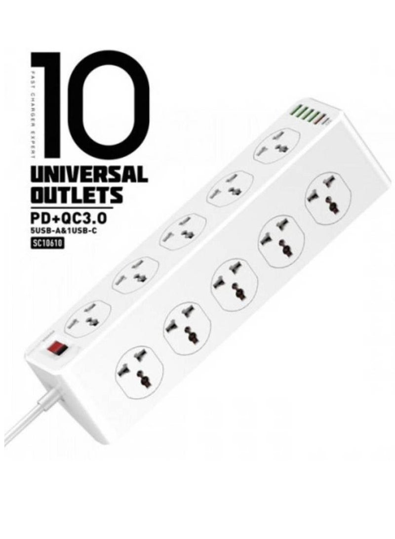 JBQ Electric Extension With 10 Anti Static Power Socket And 5 Usb Port - Image 1