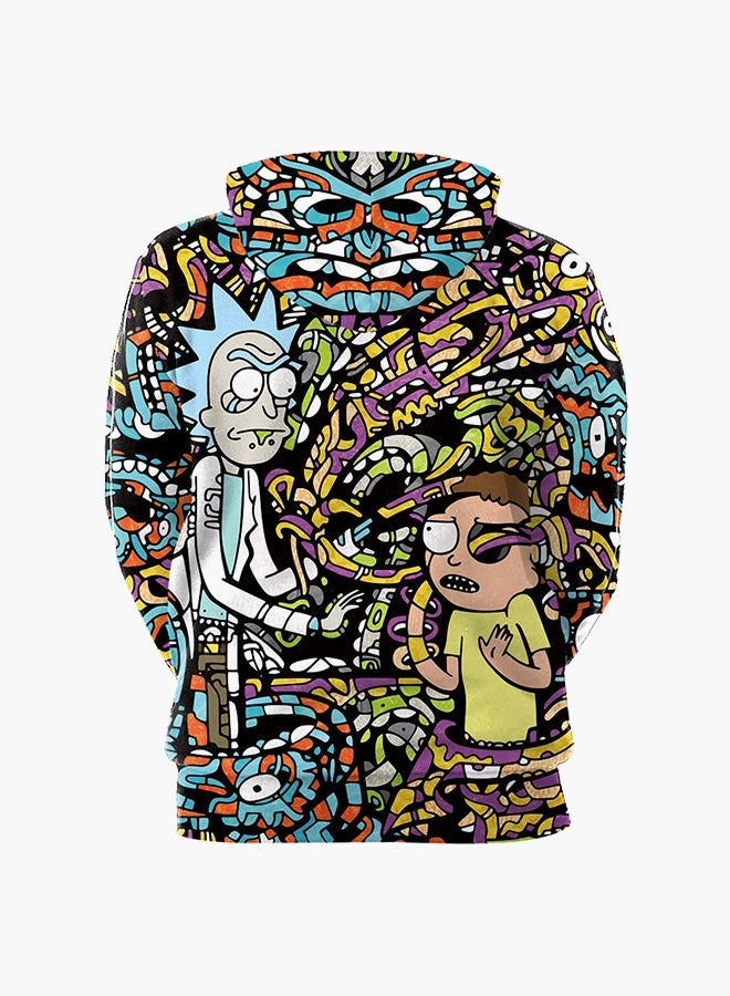 NADANBAO 3D Printing Long Sleeve Hoodie Black/White - Image 2