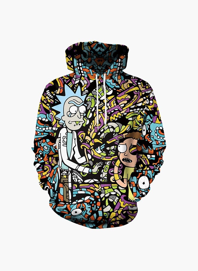 NADANBAO 3D Printing Long Sleeve Hoodie Black/White - Image 1