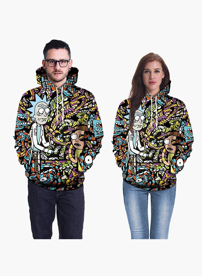 NADANBAO 3D Printing Long Sleeve Hoodie Black/White - Image 3