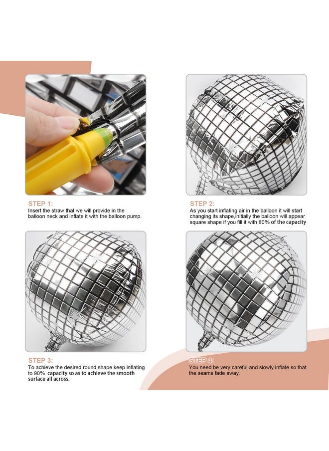 GOER Big Silver Disco Ball Balloons - Pack Of 6, Disco Party Decorations | 4D Sphere Balloons For Bachelorette Party Decorations | New Year Eve Silver Party Decorations, Graduation Party Decorations  - Image 5