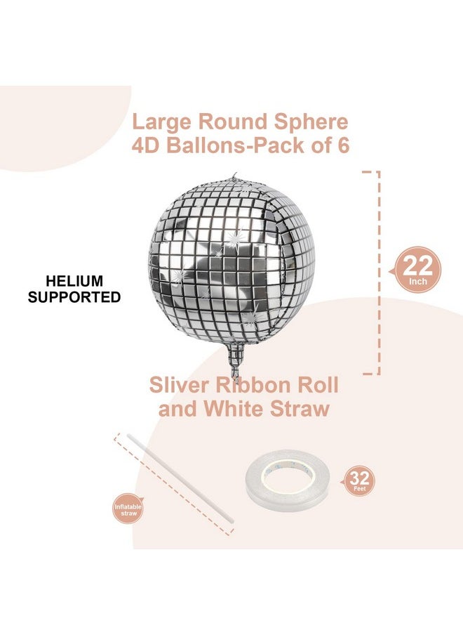 GOER Big Silver Disco Ball Balloons - Pack Of 6, Disco Party Decorations | 4D Sphere Balloons For Bachelorette Party Decorations | New Year Eve Silver Party Decorations, Graduation Party Decorations  - Image 4