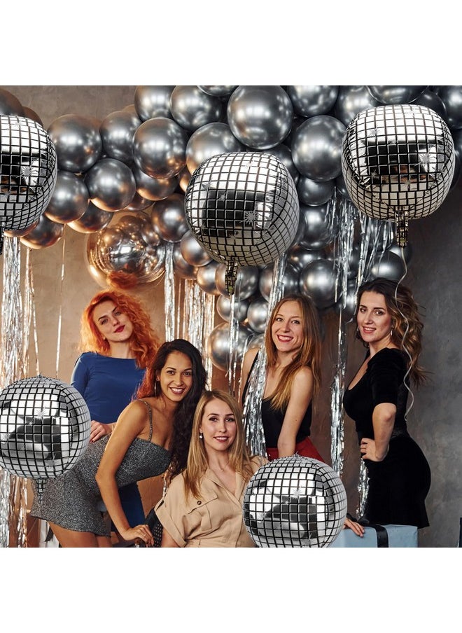 GOER Big Silver Disco Ball Balloons - Pack Of 6, Disco Party Decorations | 4D Sphere Balloons For Bachelorette Party Decorations | New Year Eve Silver Party Decorations, Graduation Party Decorations  - Image 2