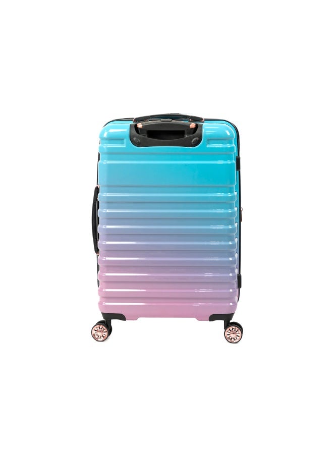Large Checked Suitcase Hardside Lightweight Polycarbonate Travel Luggage Pink and Blue Gradient 28 inch - Image 2