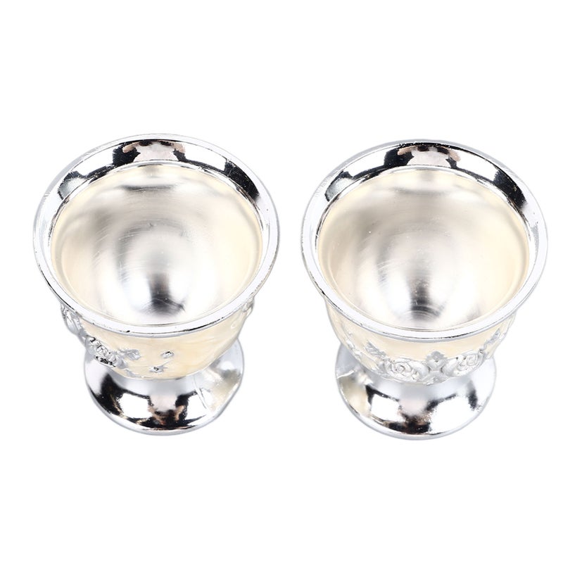2pcs Vintage Wine Cup Silver Retro Metal Goblet Exquisite Tea Cup for Home Restaurant Cafes Bars - Image 3