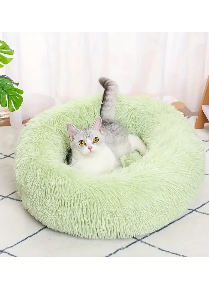 HAPPY PUSS Pet soft bed , comfortable round bed , portable ,lightweight, easy to wash.  suitable for small, medium and large cats and dogs. Green color - Image 1