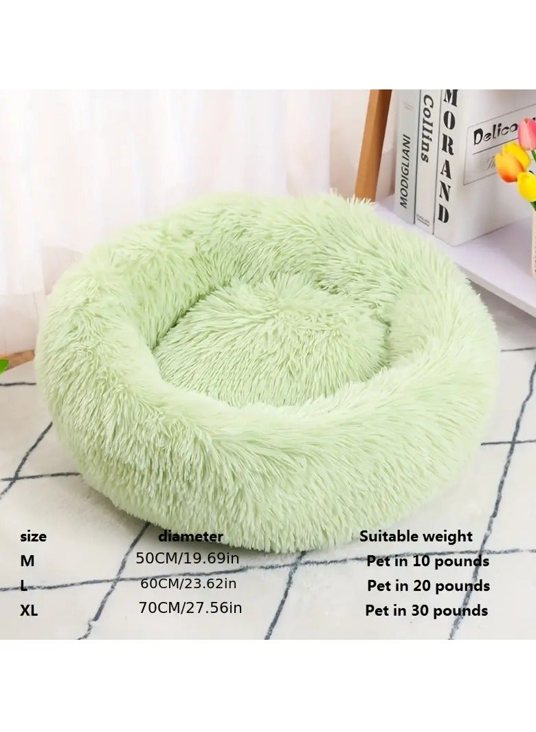 HAPPY PUSS Pet soft bed , comfortable round bed , portable ,lightweight, easy to wash.  suitable for small, medium and large cats and dogs. Green color - Image 3