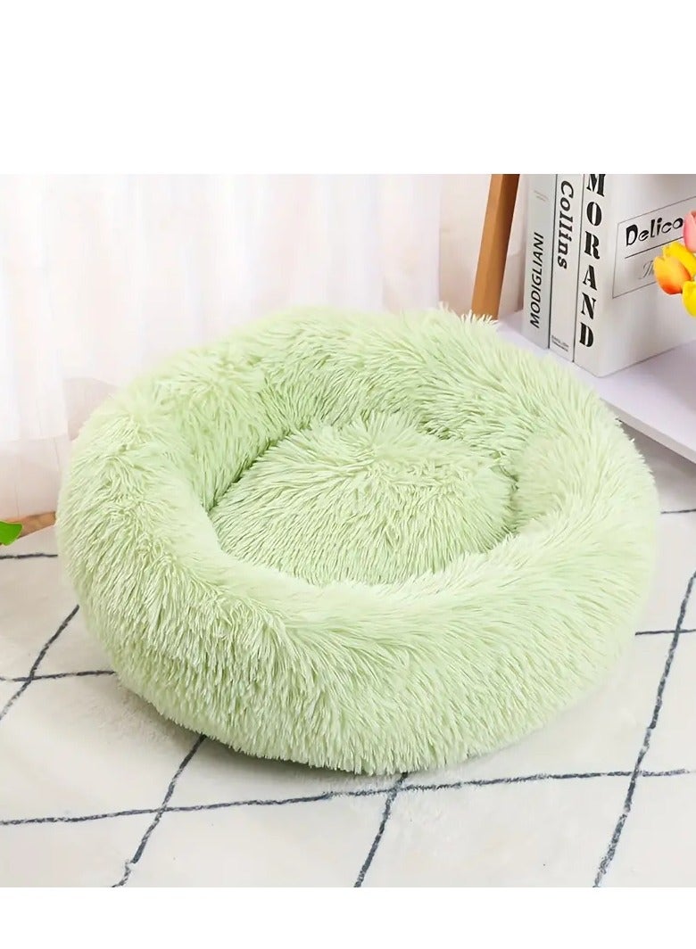 HAPPY PUSS Pet soft bed , comfortable round bed , portable ,lightweight, easy to wash.  suitable for small, medium and large cats and dogs. Green color - Image 5